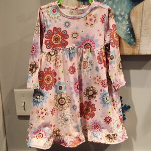 EUC Hanna Andersson Floral Long Sleeve Dress Sz 90 (US 3T)